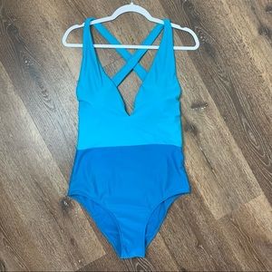 Summersalt Womens deep dive blue one piece swimsuit 10